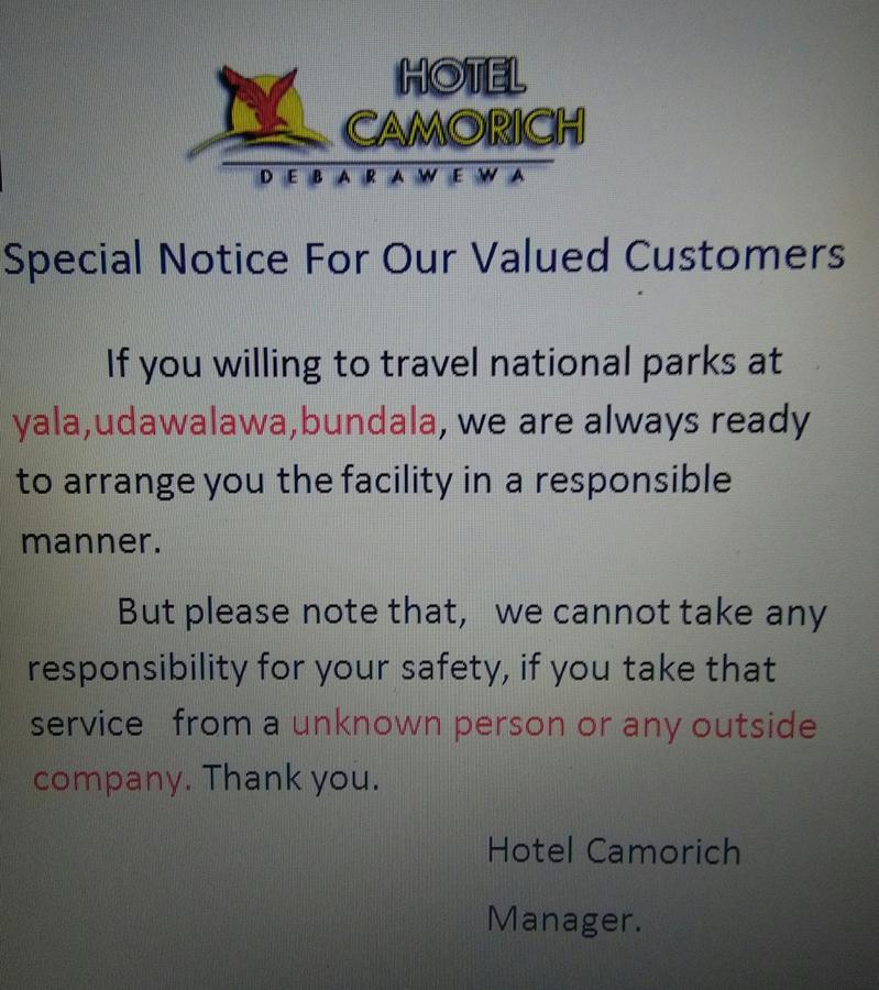 Hotel Camorich Тиссамахарама Экстерьер фото